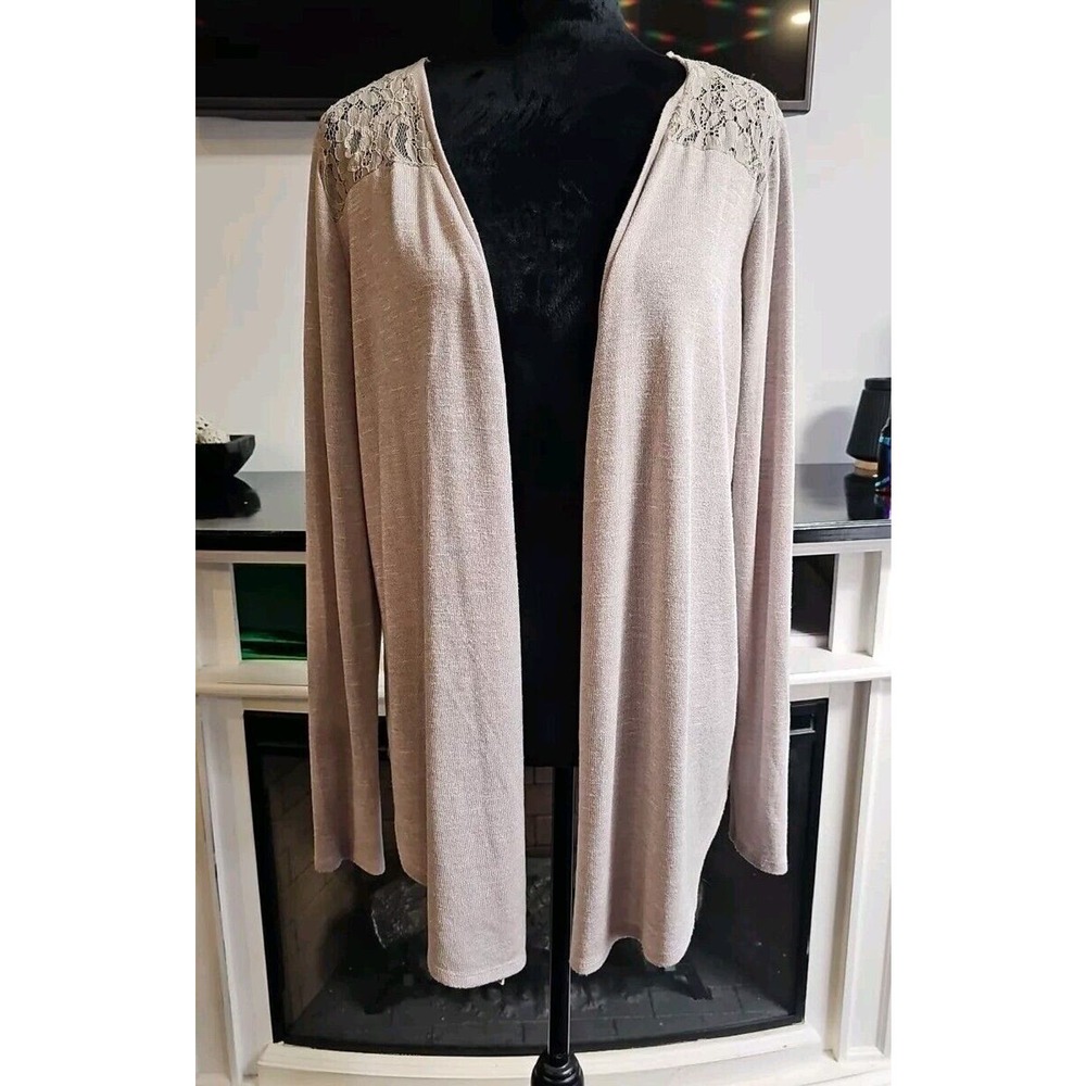 Torrid Sweater Womens 1 Open Front Cardigan Lace Shoulders Light Weight